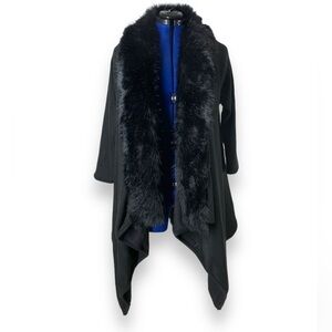 Black faux fur Sweater longsleeve wrap